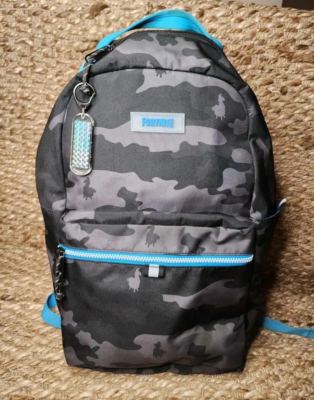 Fortnight Backpack Black And Blue Camo School Travel Vacation